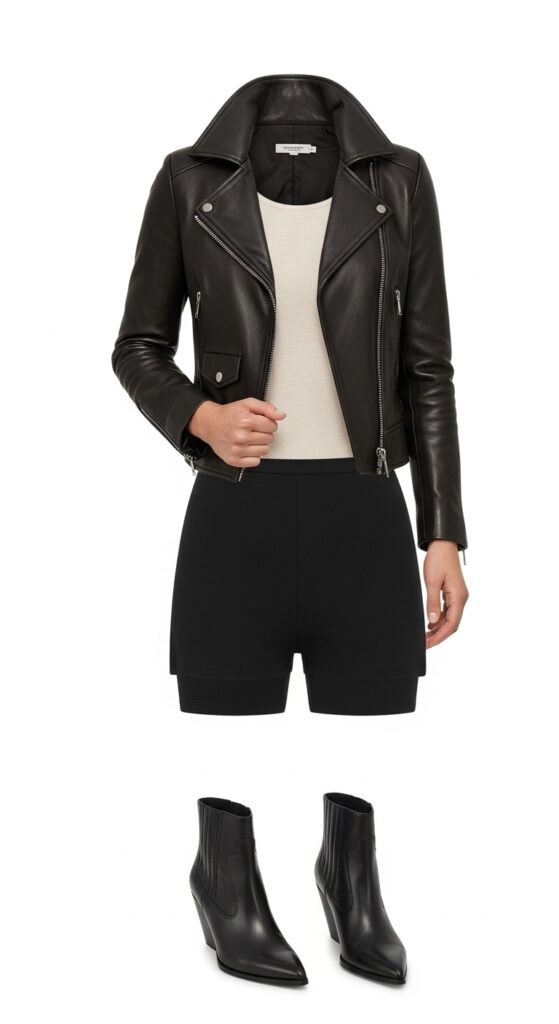20 Stylish Biker Shorts Outfits That'll Make You Feel Effortlessly Chic 13 Biker Shorts and High-Waisted Jacket