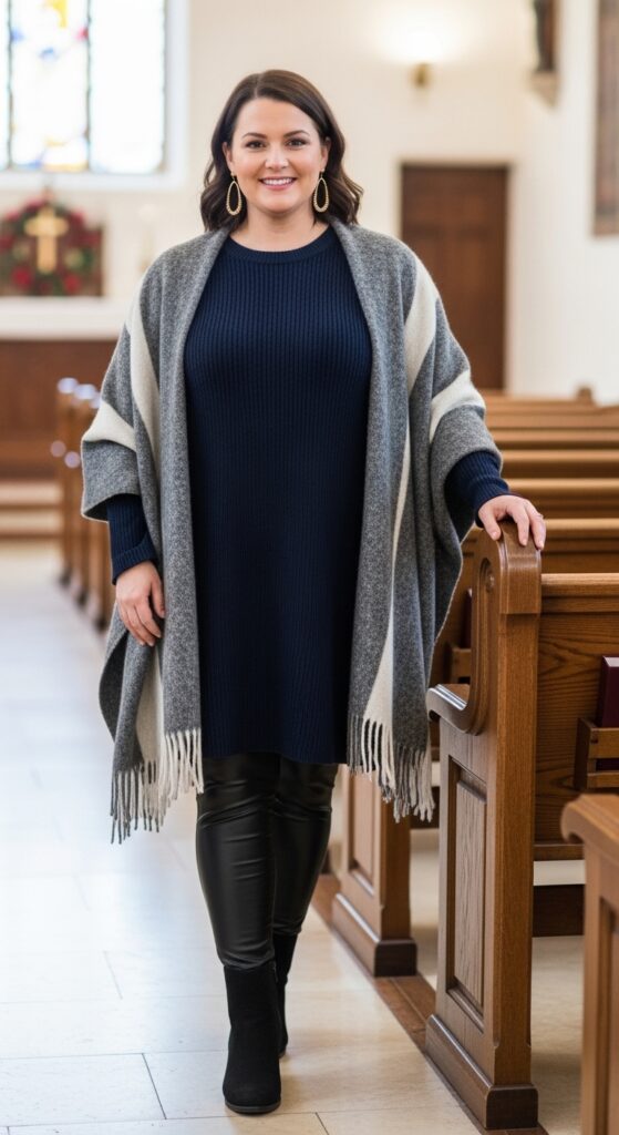 Black Faux Leather Leggings and Dress for Church Services