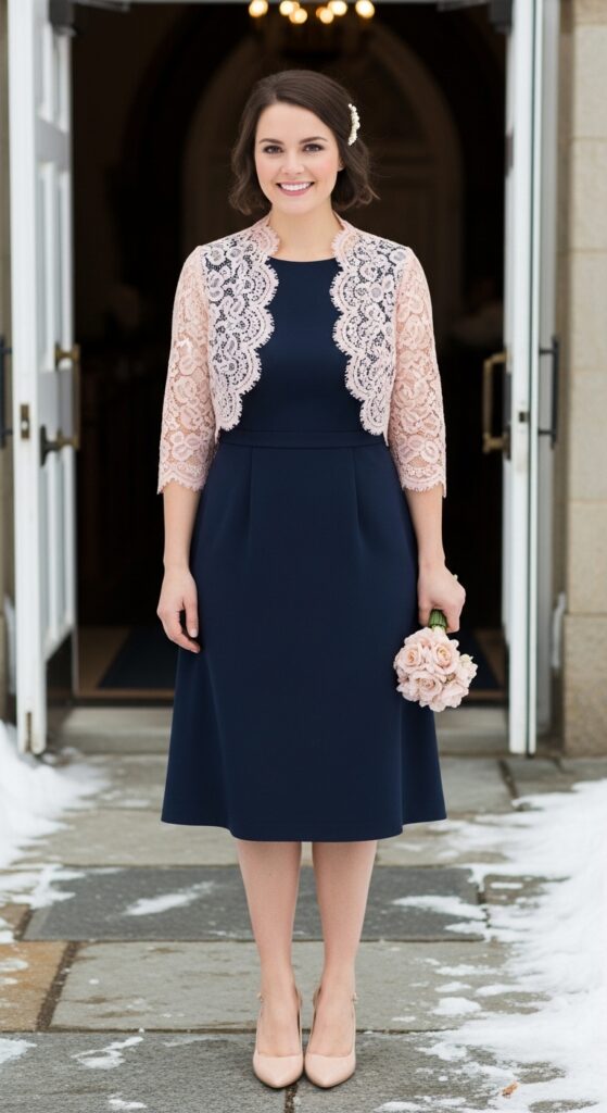 16 Plus Size Lace Mother of the Bride Dresses with Chic Season Style 15 Blush Lace Bolero and Dress for Winter Ceremonies
