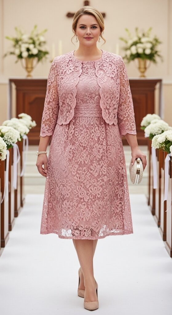 16 Plus Size Lace Mother of the Bride Dresses with Chic Season Style 3 Blush Lace Dress and Jacket for Ceremony Elegance