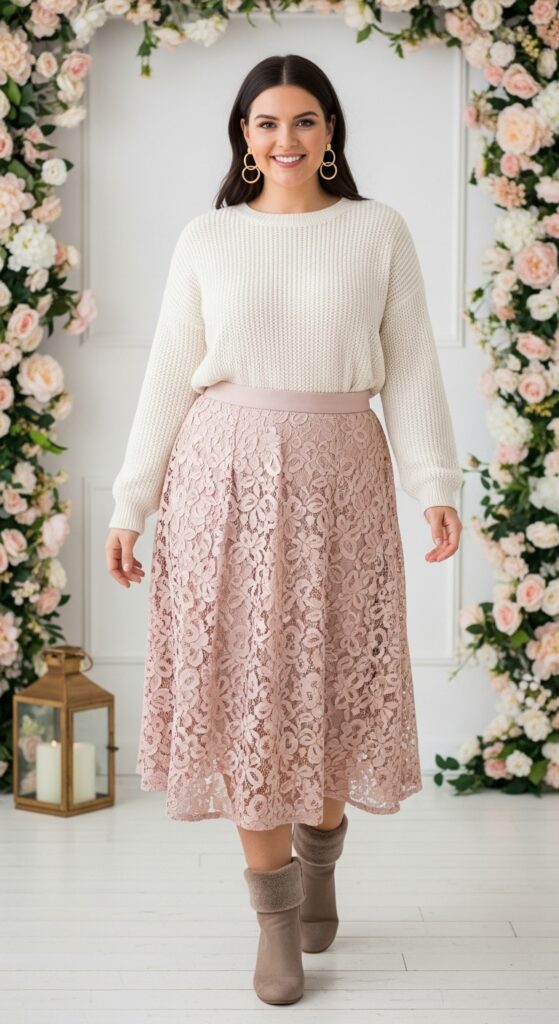 16 Plus Size Lace Mother of the Bride Dresses with Chic Season Style 6 Blush Lace Skirt and Top for Bridal Shower Chic