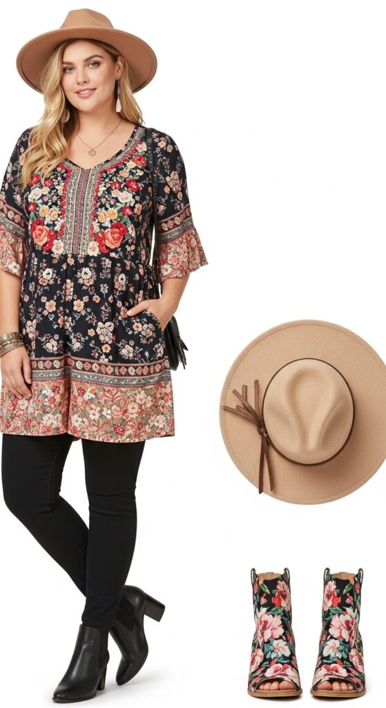 12 Boho-Chic Plus-Size Spring Outfits for a Relaxed, Bohemian Vibe 8 Boho Romper with Floral Embellishments Playful and Pretty
