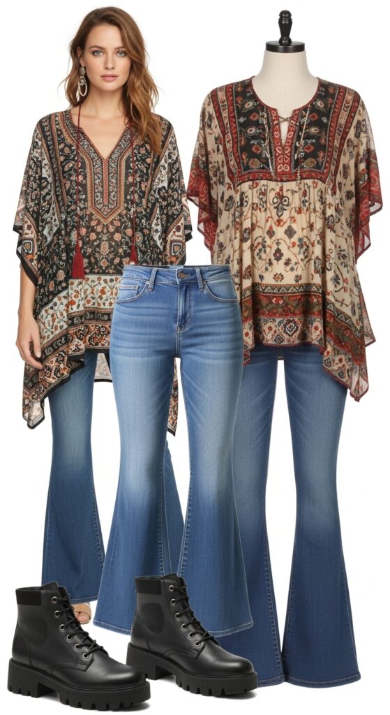 Boho Tunic and Flared Jeans