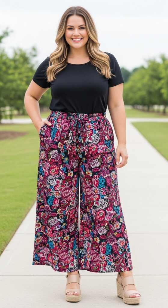 Bold Print Palazzos and a Simple Tee Easy and Playful