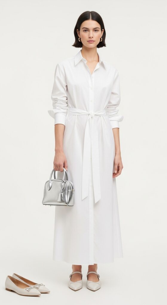 23 Spring Outfits for 2025 That Will Refresh Your Wardrobe 9 Breezy White Maxi Shirt Dress