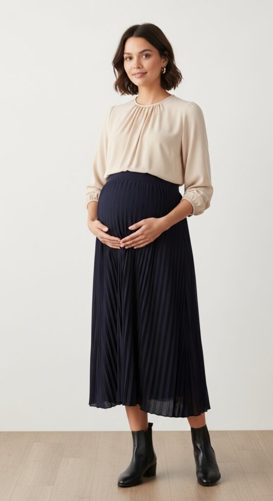 Bump-Friendly Midi Skirt and Blouse