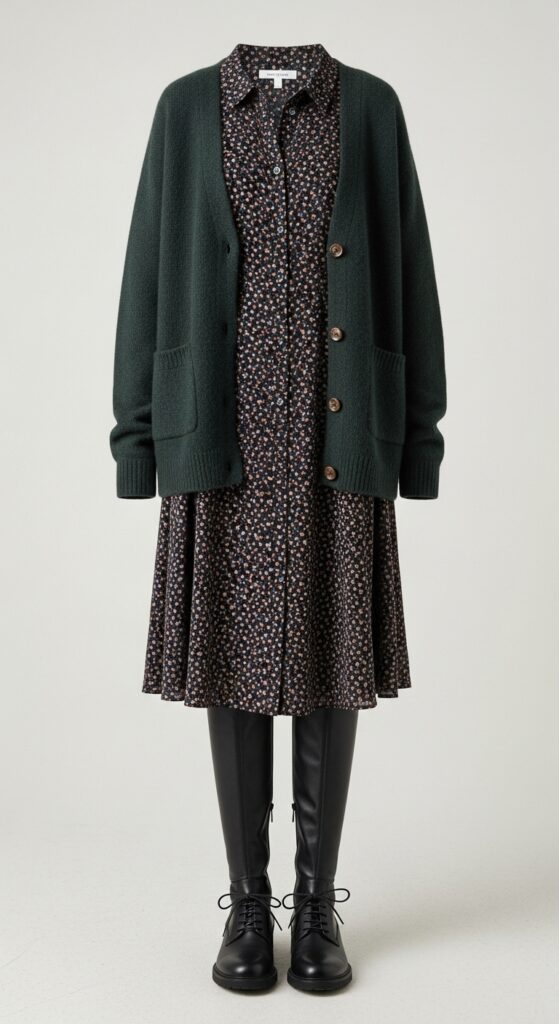 Button-Down Dress and Cardigan