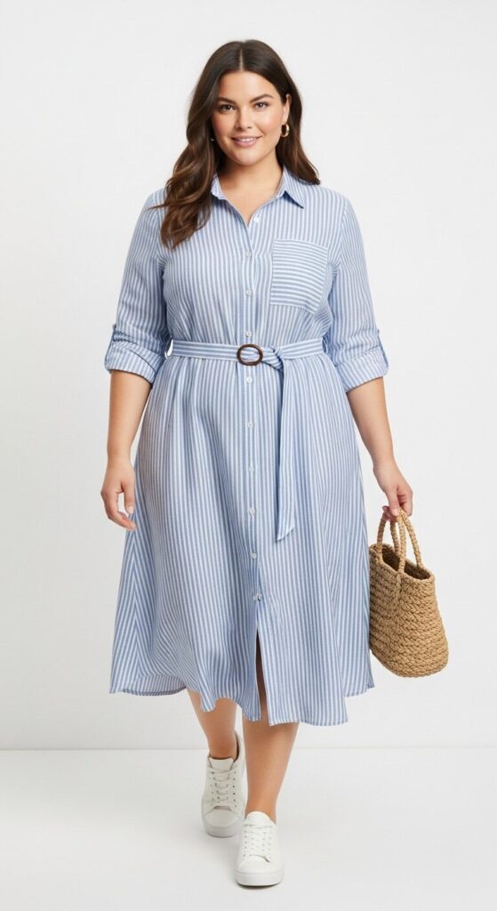 11 Essential Plus Size Spring Outfits to Try This Year 10 Button-Down Shirt Dress