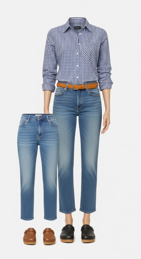 Button-Down Shirt and Cropped Jeans