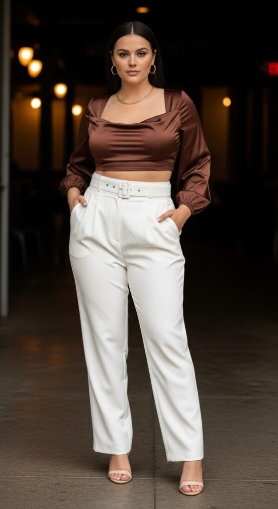 Carousel Bar Glam Satin Crop Top & Trousers
