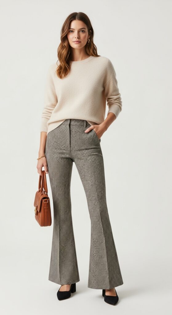 Cashmere Sweater and Flared Pants