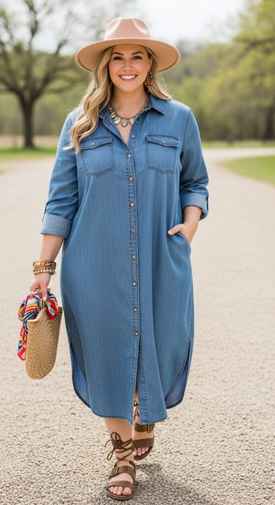 Chambray Shirt Dress Classic and Comfortable