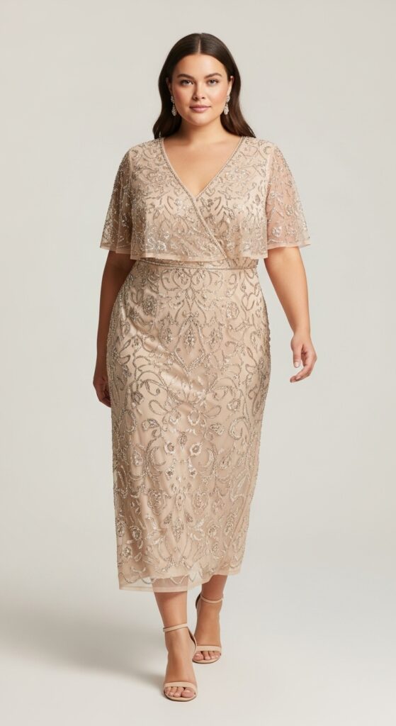 Champagne Beaded Midi