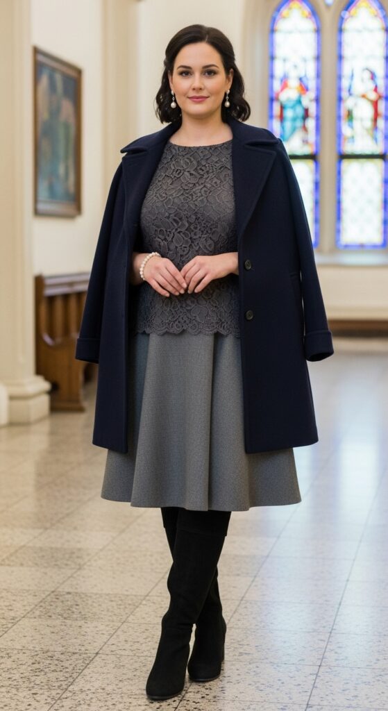 16 Plus Size Lace Mother of the Bride Dresses with Chic Season Style 8 Charcoal Lace Top and Skirt for Church Weddings