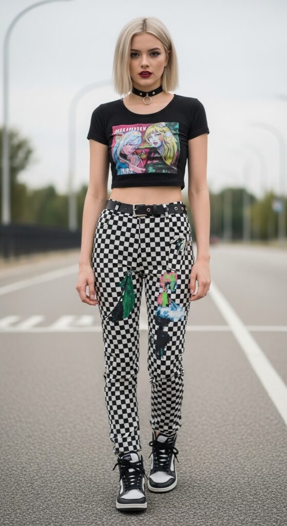 Checkered Pants and Crop Top
