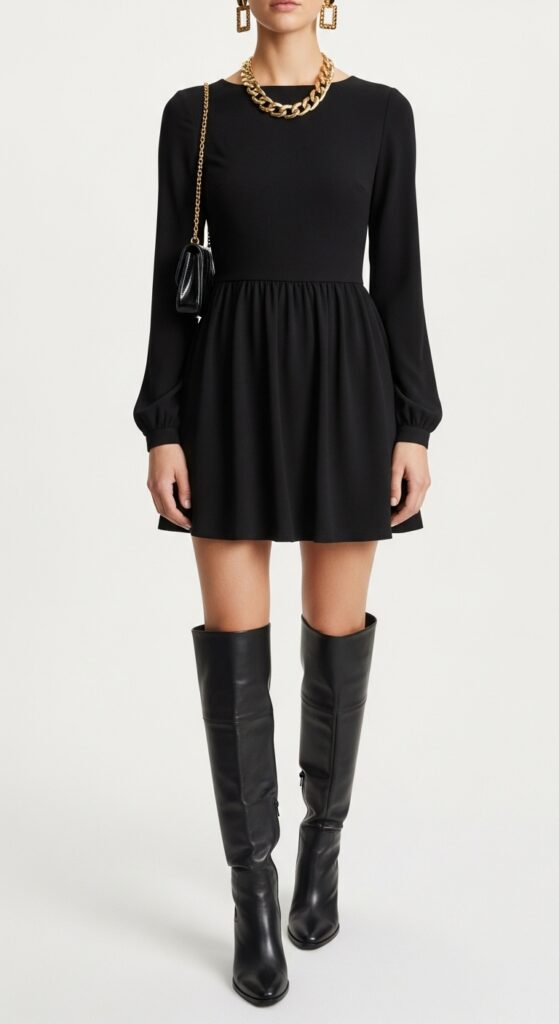 How to Wear Knee High Boots: 18 Stylish Outfit Ideas You’ll Love 3 Classic Mini Dress and Boots
