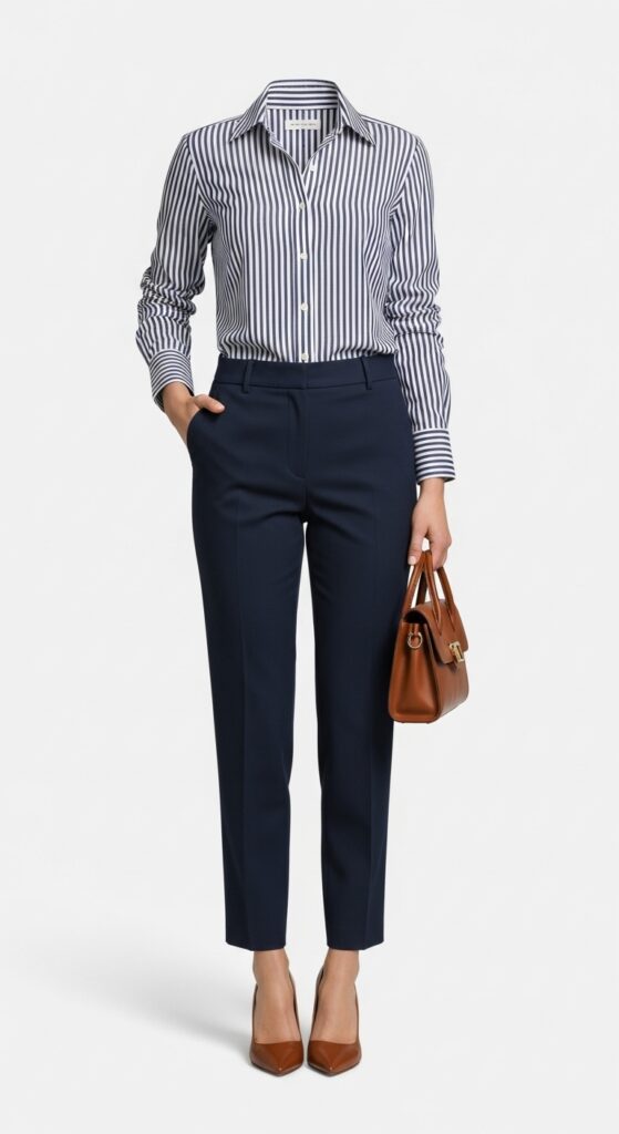 23 Spring Outfits for 2025 That Will Refresh Your Wardrobe 8 Classic Navy Stripes for the Office