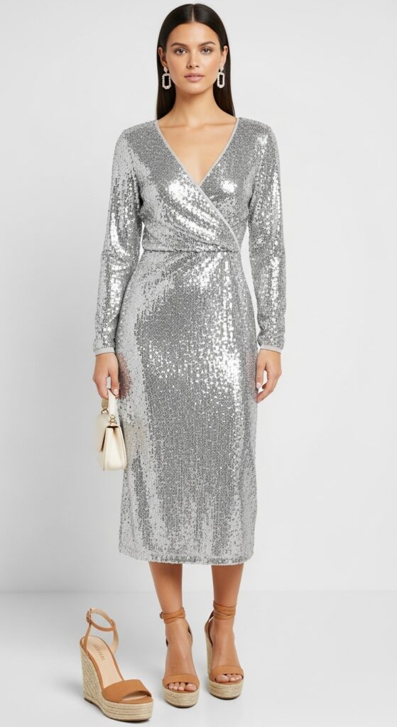 Corfu Glam Sequin Midi Dress & Wedges