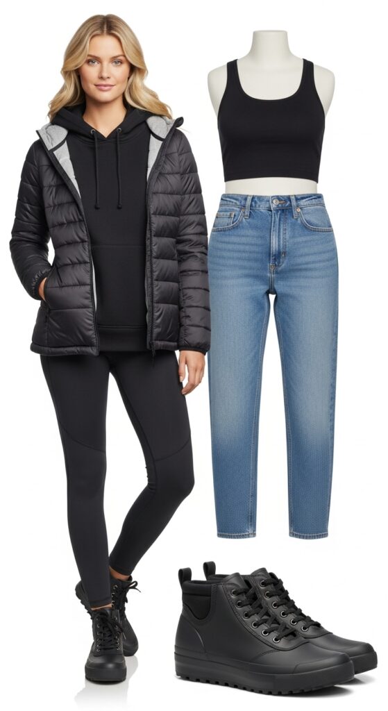 Cozy Hoodie and Rain-Resistant Sneakers