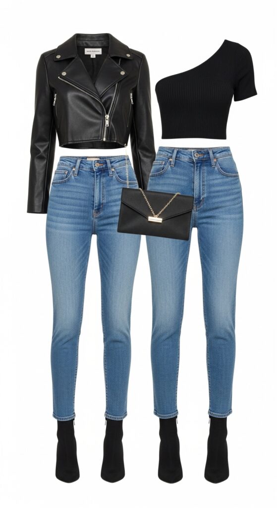 Cropped Jacket and High-Waisted Jeans