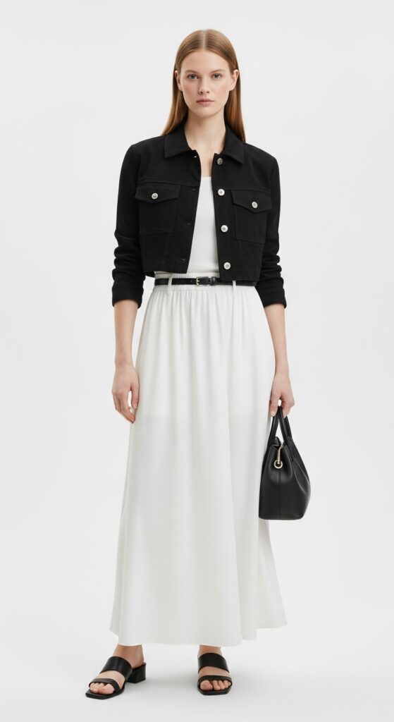23 Spring Outfits for 2025 That Will Refresh Your Wardrobe 22 Cropped Jacket and Maxi Skirt Duo