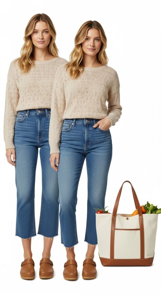 Cropped Jeans and Knit Top