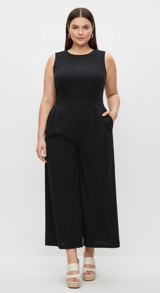 12 Plus-Size Summer Outfits That Flatter Your Curves and Tummy 10 Cropped Jumpsuit Modern and Sleek