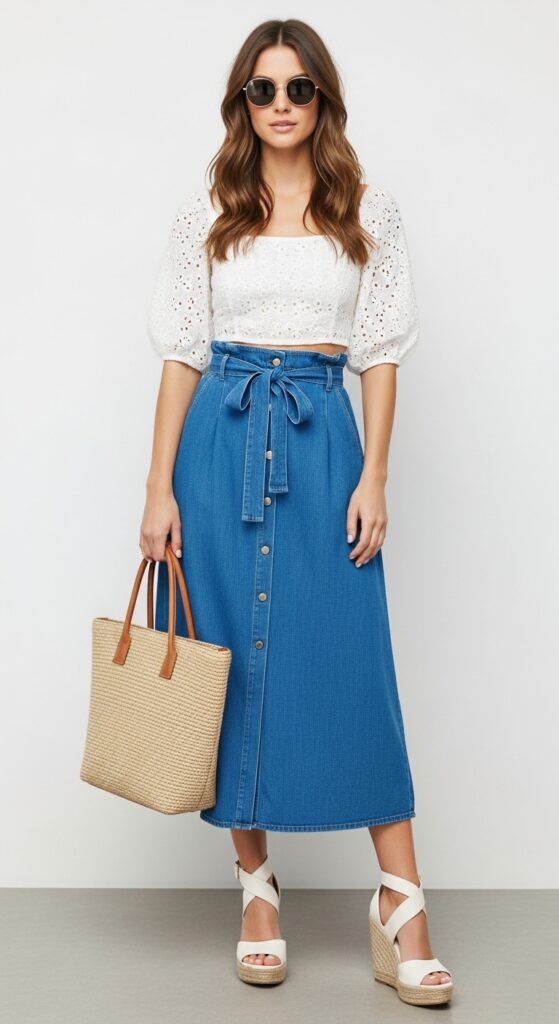 Cropped Top and High-Waisted Skirt