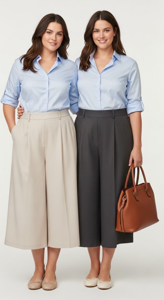 Culottes and Button-Up Shirt