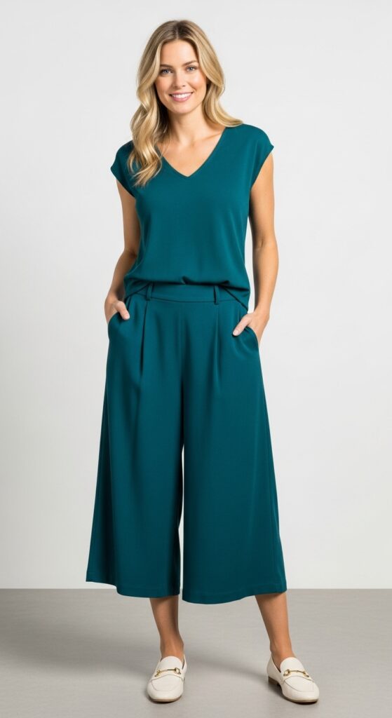 Culottes and V-neck Top