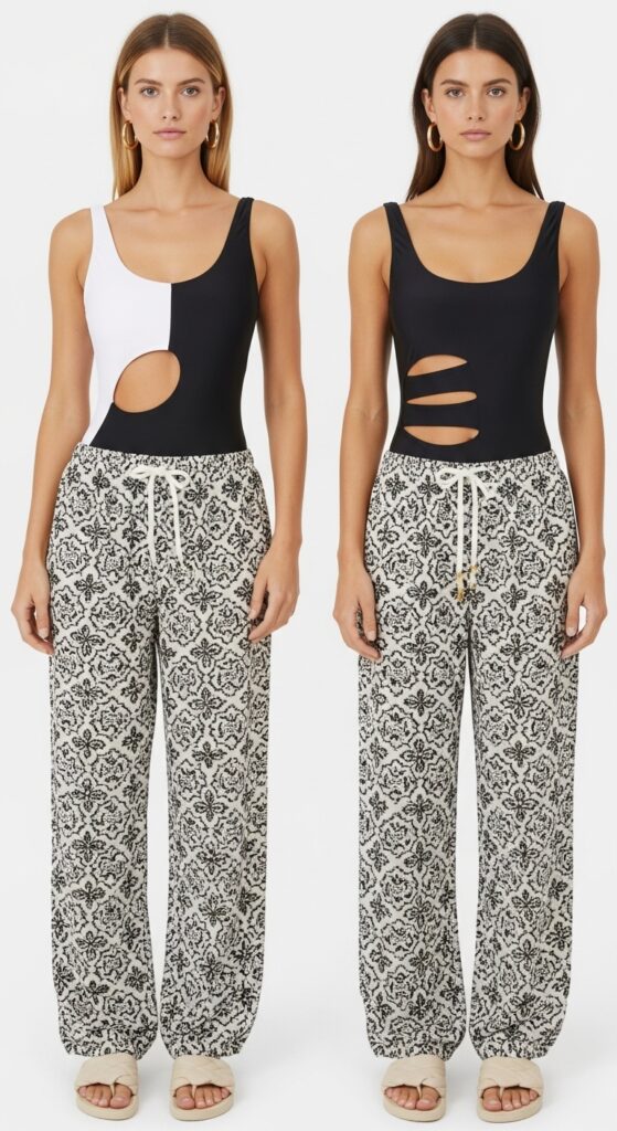 Cut-Out One-Piece and Beach Pants