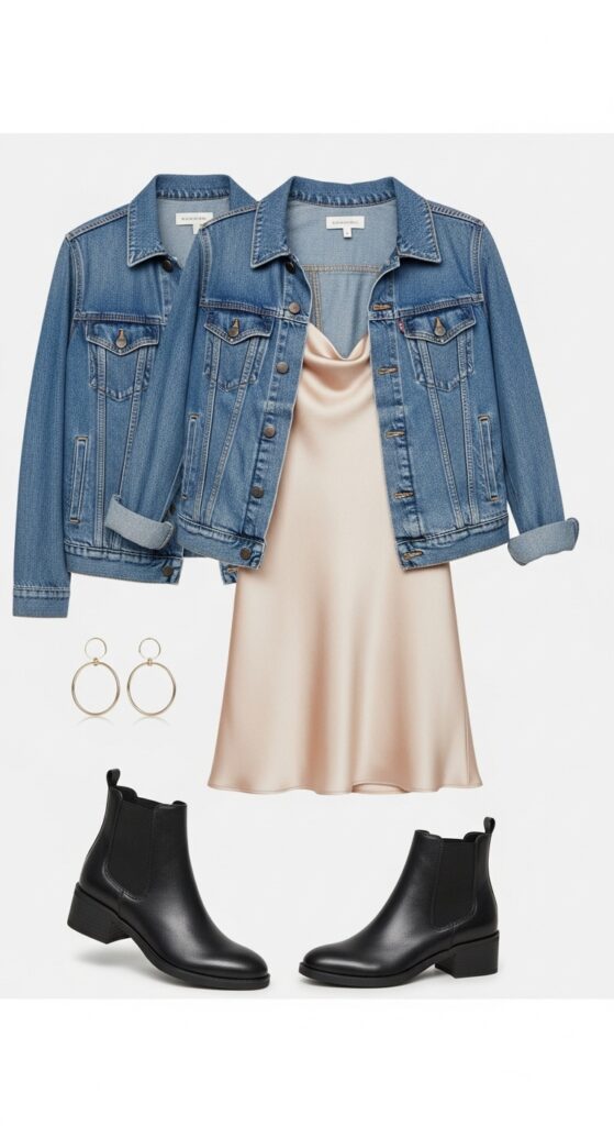 Denim Jacket and Slip Dress