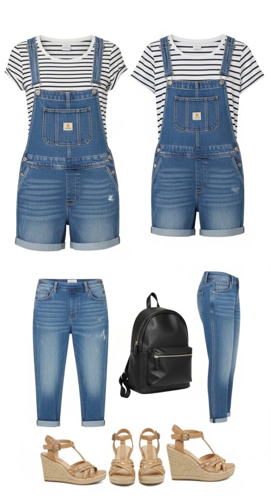 Denim Overall and Striped Tee