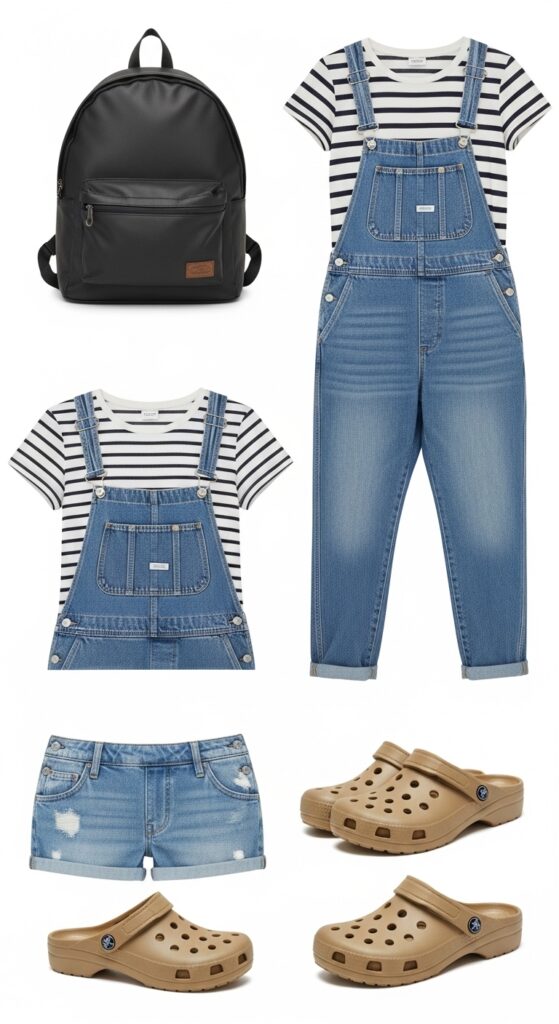 Denim Overall and Striped Tee