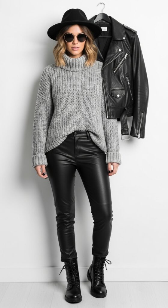 30 Stylish Winter Outfits for Women That Keep You Warm and Fashion-Forward 12 Edgy Leather and Knits