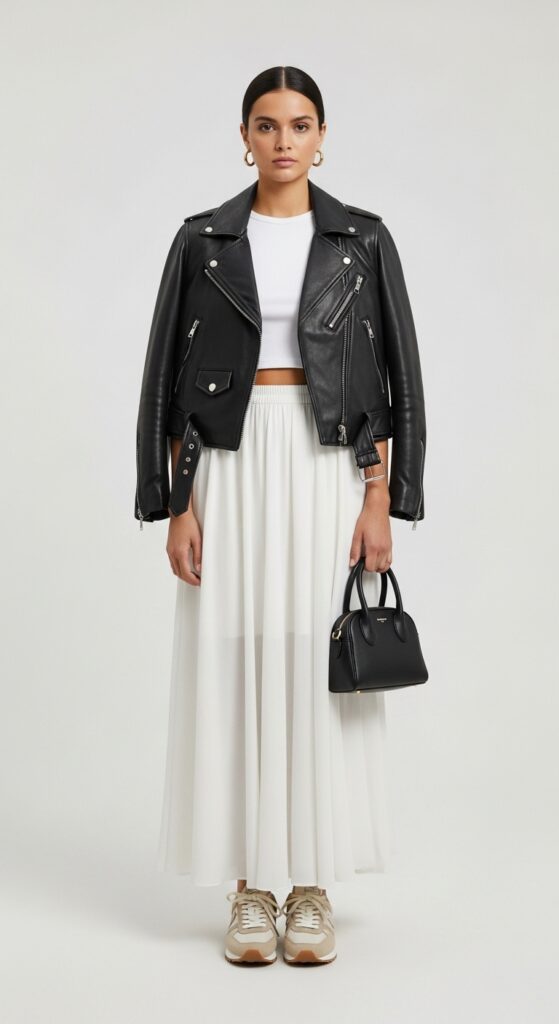 17 Stylish Leather Jacket Outfits That Will Turn Heads 8 Edgy Meets Feminine