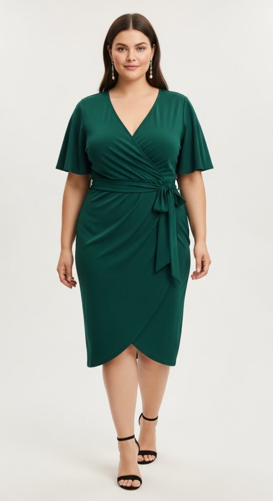 Emerald Green Wrap Dress