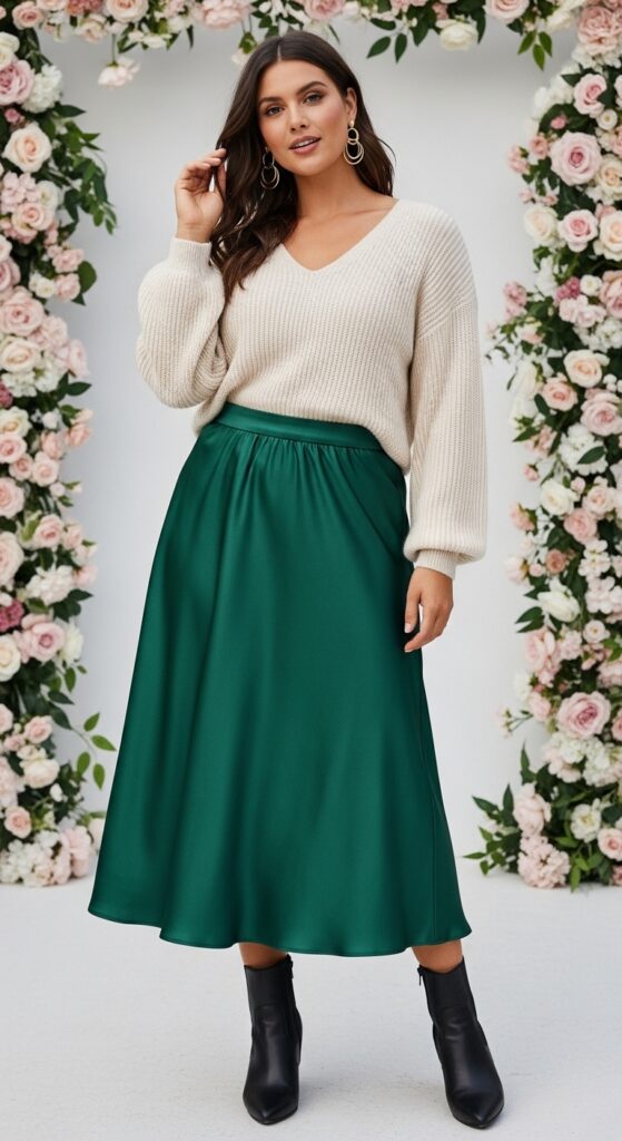 Emerald Satin Skirt and Top for Bridal Shower Chic