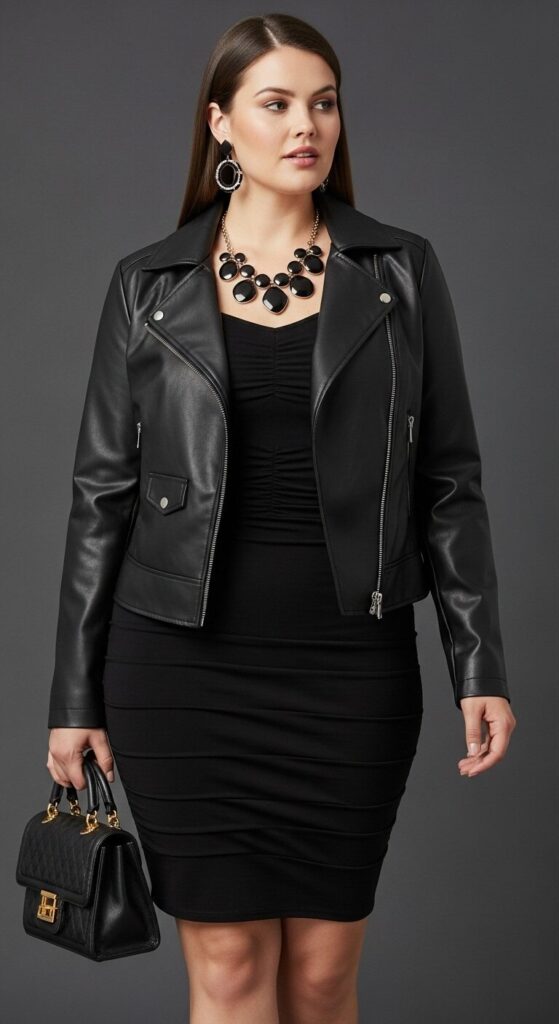 Faux Leather Jacket & Bodycon Dress