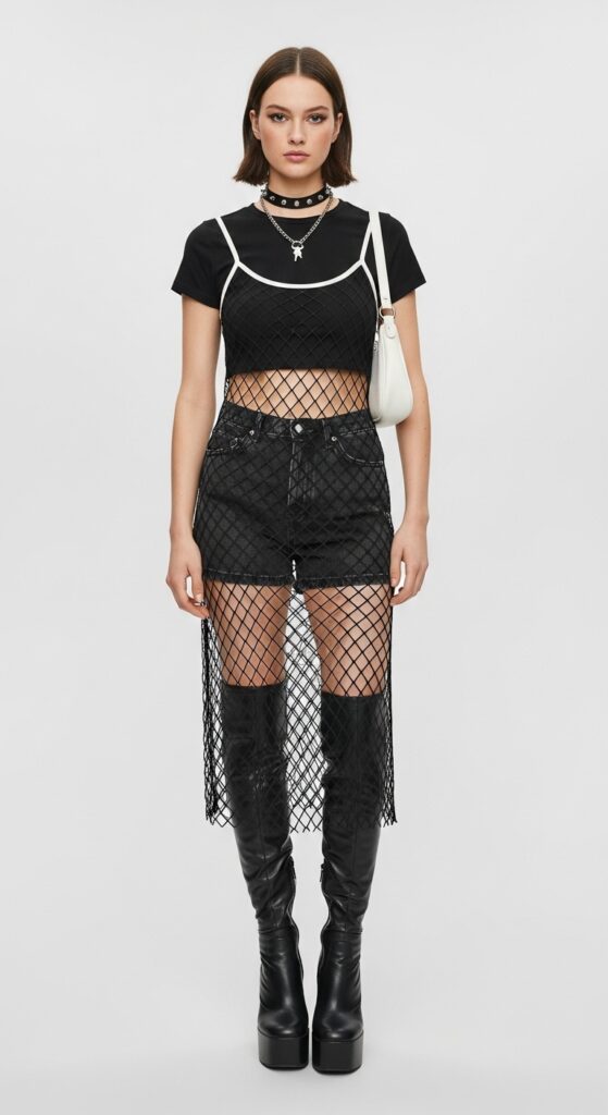 What to Wear to a Journey Concert: 18 Fashionable Outfit Ideas for the Ultimate Concert Experience 20 Fishnet Dress and Knee-High Boots for a Bold Statement