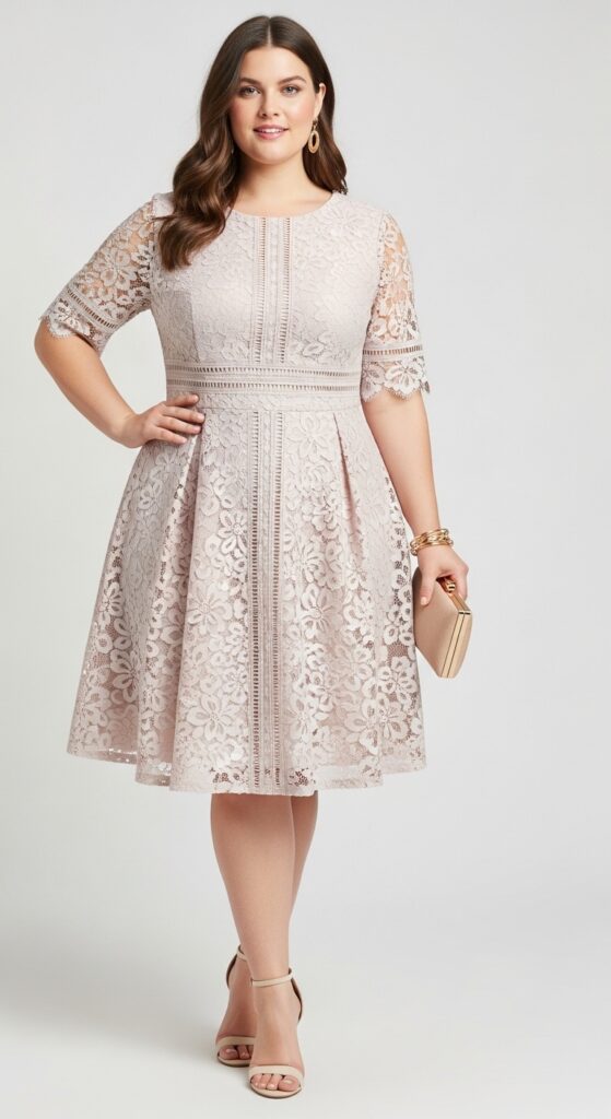12 Chic Plus-Size Easter Outfits That Will Have You Feeling Fabulous 8 Fit-and-Flare Dress with Lace Details Elegant and Classy