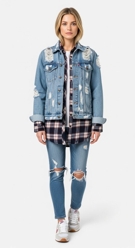 10 Rap Concert Outfit Ideas to Look Fly and Stylish 9 Flannel Shirt and Distressed Denim Jacket