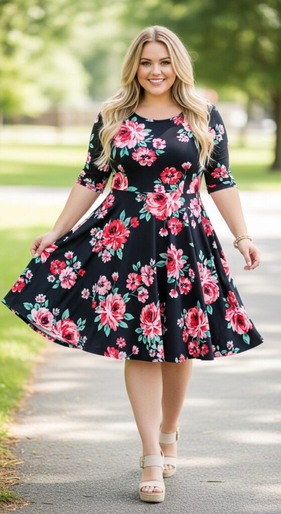 Floral Fit-and-Flare Dress
