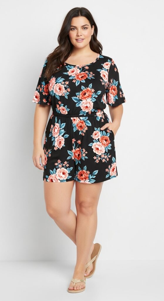 12 Chic Plus-Size Summer Outfits Every Curvy Woman Needs This Year 13 Floral Romper Fun and Comfortable