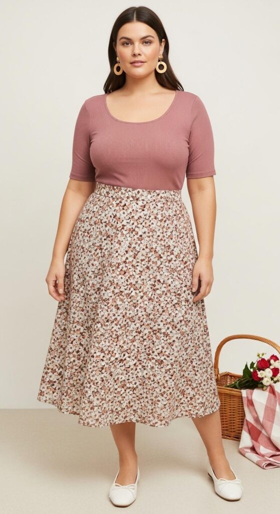 Floral Skirt and Top for Park Strolls