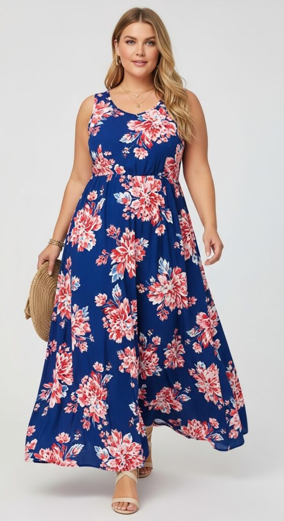 12 Chic Plus-Size Summer Outfits Every Curvy Woman Needs This Year 3 Flowy Maxi Dress Effortlessly Chic and Comfortable