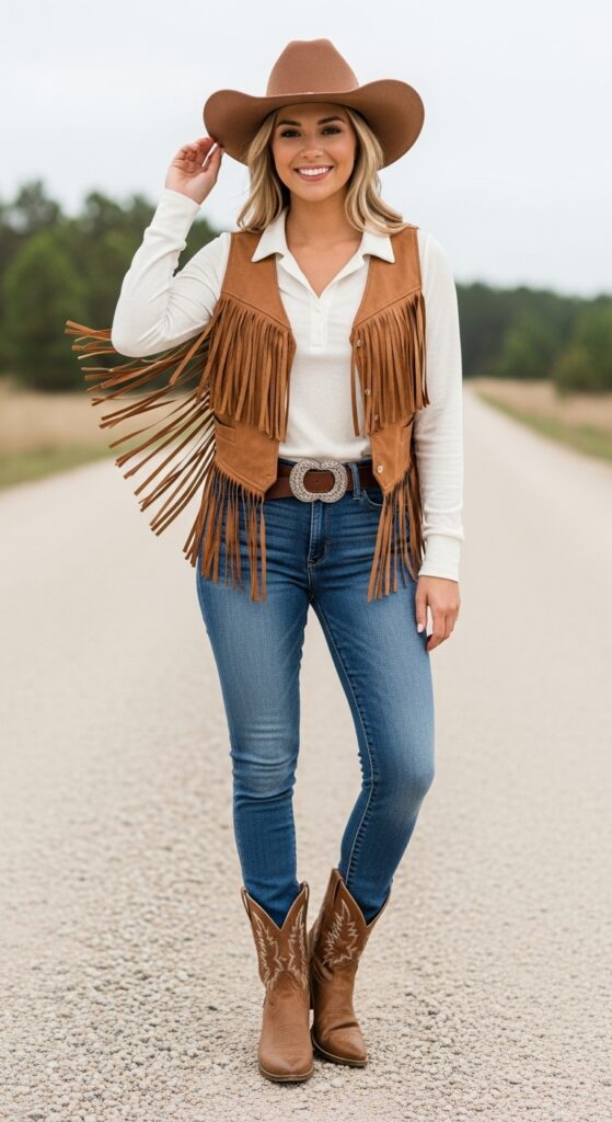 Fringe Vest and Skinny Jeans