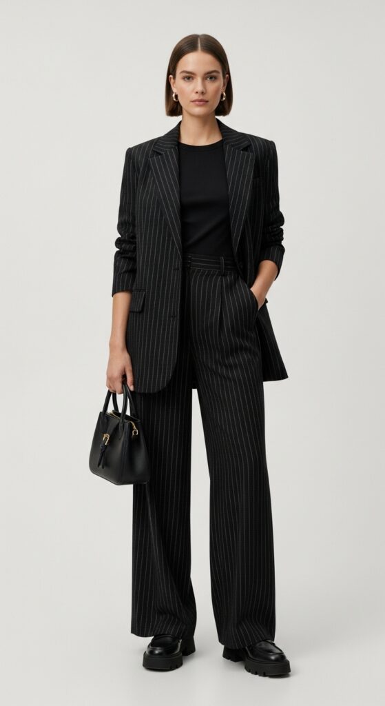 Gala Glam Black Pinstripe Suit & Blazer