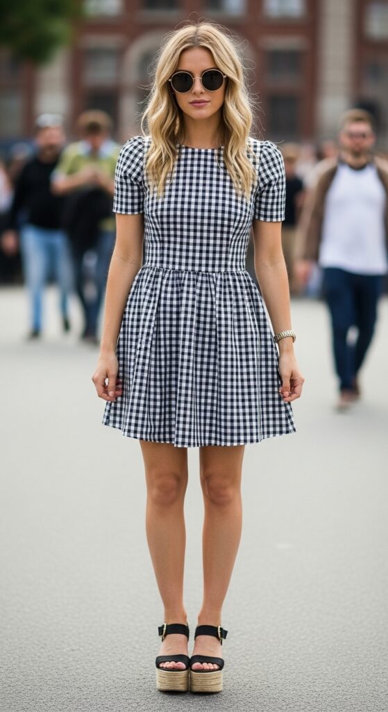 What to Wear to a Journey Concert: 18 Fashionable Outfit Ideas for the Ultimate Concert Experience 3 Gingham Dress for a Retro Vibe