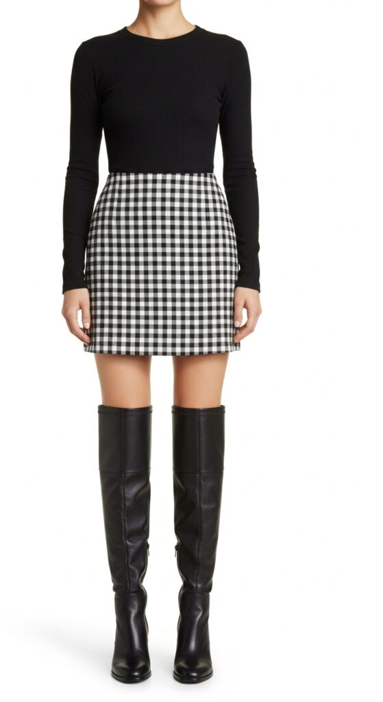 How to Wear Knee High Boots: 18 Stylish Outfit Ideas You’ll Love 19 Gingham Skirt and Knee-High Boots